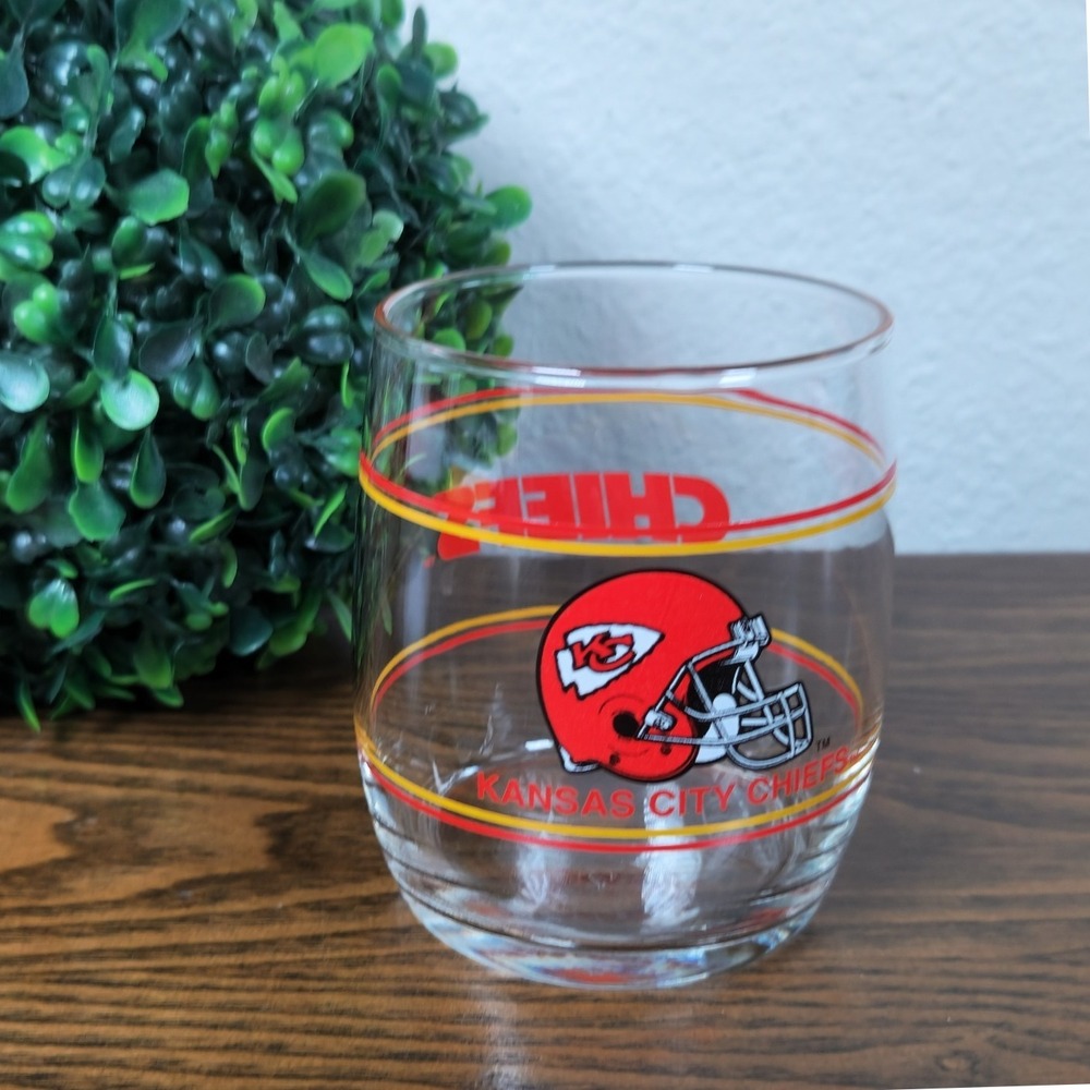 4-Vtg Kansas City Chiefs‎ Glasses NFL Football Collectible Barware Red Yellow